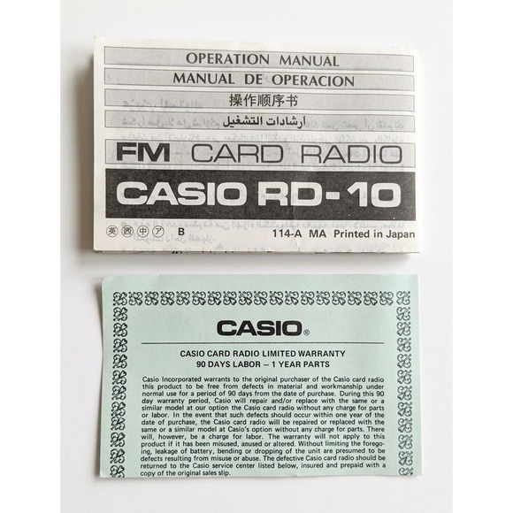 Vintage Casio FM Card Radio FM Receiver RD-10, Original Box, Headphones, Working - Picture 4 of 7